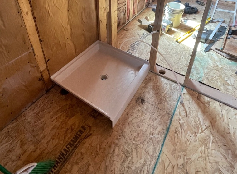 a newly built drainage of a shower